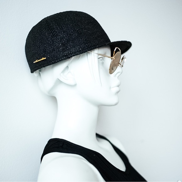 JANESSA LEONE | Lysa Strap Cap Hat in Black Size Large - Picture 5 of 10